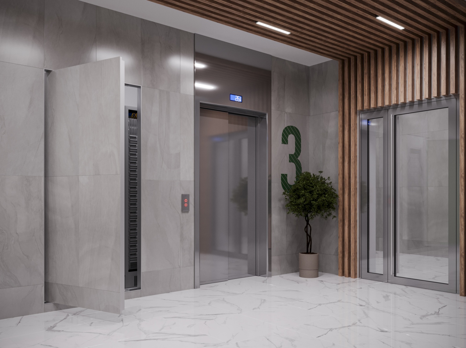 Технический люк-дверь под&nbsp;плитку "Бригадир-П" (Алкрафт) в интерьере