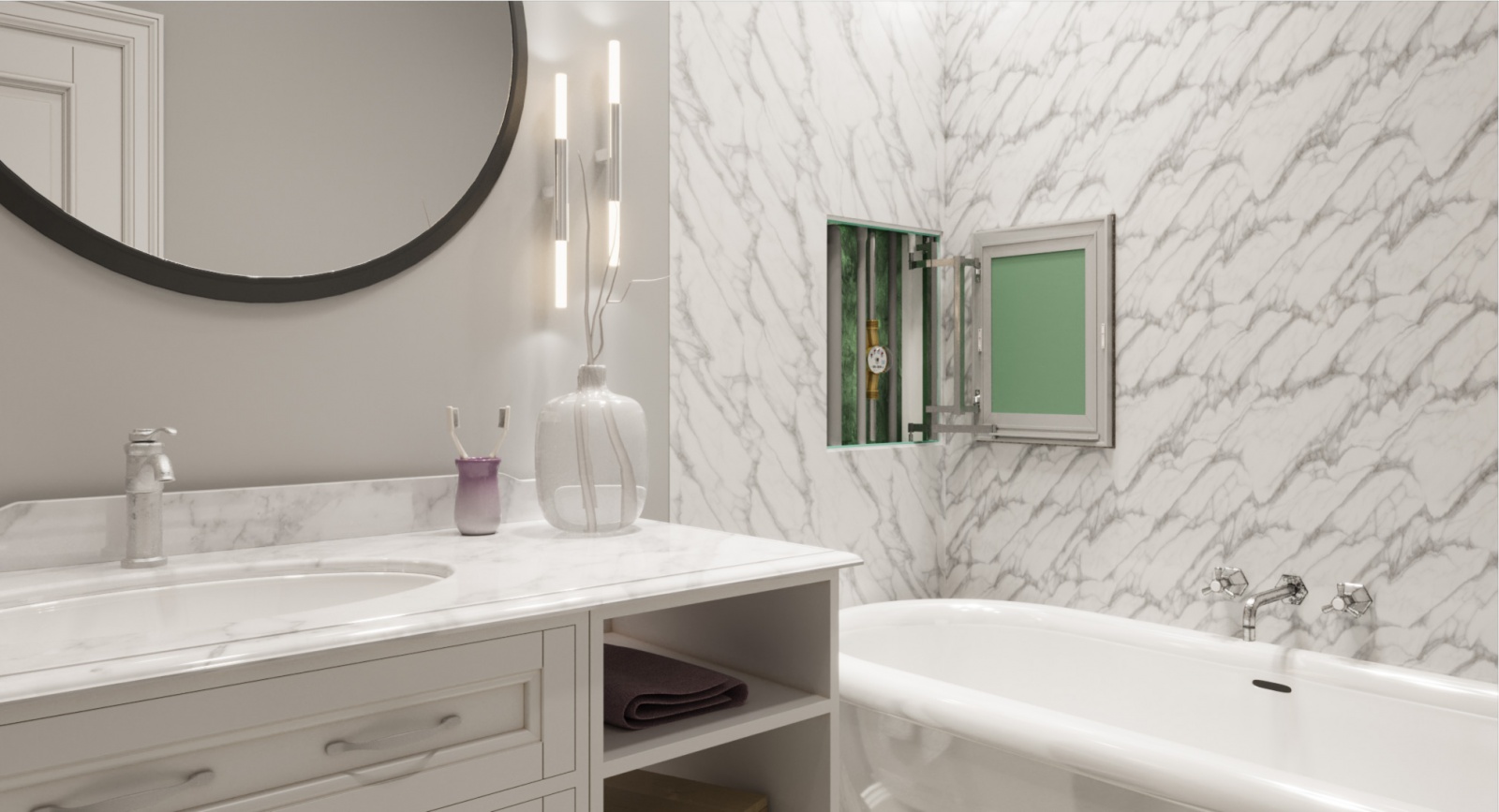 Люк под плитку "Механик" (Алкрафт) в интерьере