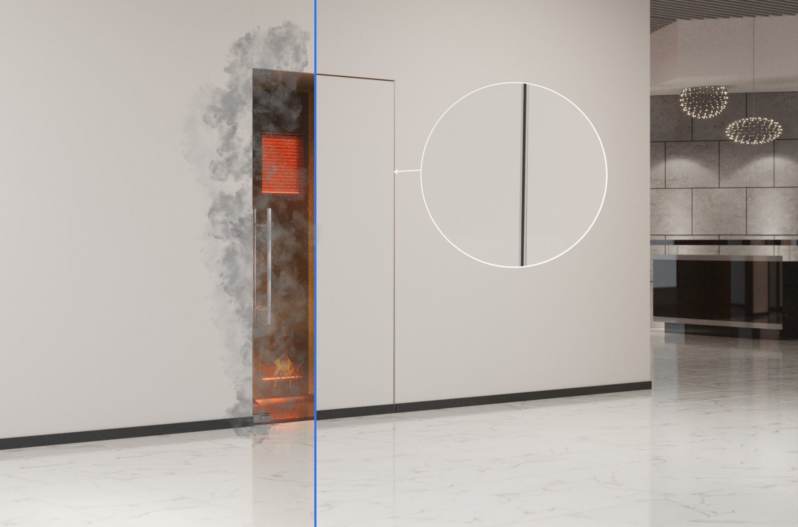 Огнестойкий люк под&nbsp;покраску "Пожарный" (Алкрафт)&nbsp; в интерьере